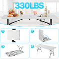 thumbnail image 6 of Dkelincs White Folding Table 6ft Indoor Outdoor Plastic Portable Foldable Table Utility Table with Handle & Steel Legs for Camping Picnic Party Dining, 6 of 9