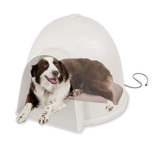 K&H PET PRODUCTS Lectro-Soft Igloo Style Dog Bed Tan 60W/Large/17.5 x 30 