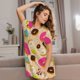 thumbnail image 3 of Fotbe Donuts Bata de Dormir para Mujer con Estampado, Camisón de Algodón de Manga Corta, Ropa de Dormir Casual, 3 of 6