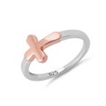 thumbnail image 2 of 925 Sterling Silver Platinum Plated Rose Gold Two Tone Cross Women Valentines Day Gifts Ring, 2 of 4