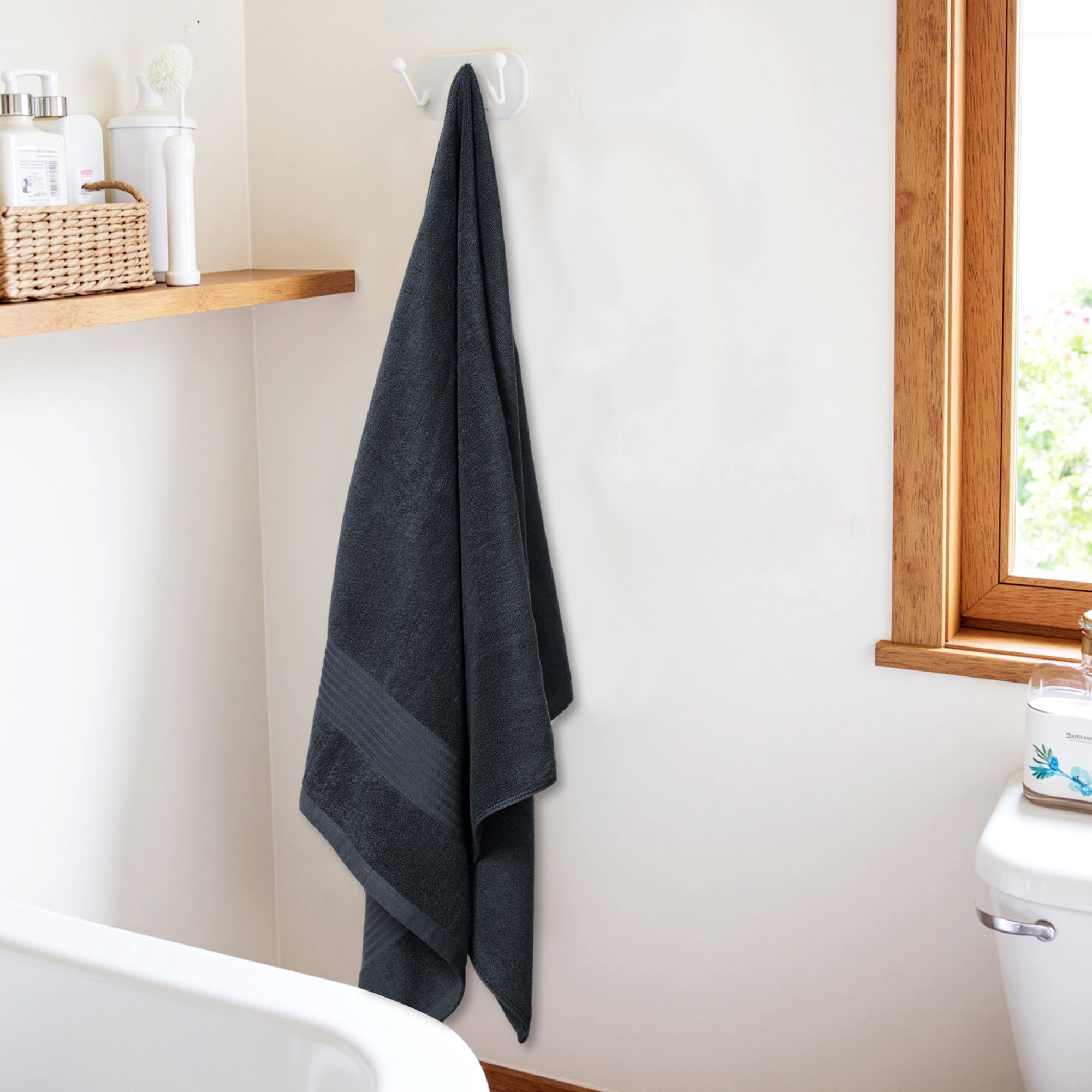 100% Cotton 4-Pack Bath Towel Set, 55" x 28", Ultra Soft & Absorbent for Bathroom, Hotel and Gym, Dark Gray