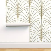 Peel-and-Stick Removable Wallpaper Floral Gold White Art Deco Nouveau Minimal