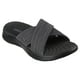 thumbnail image 1 of Sandalias Skechers Crossband Slide para mujer, color negro/gris, talla 8, 1 of 1