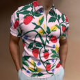 thumbnail image 2 of Polo à la Fraise Rouge pour Hommes Manches Courtes Col Zippé T-Shirt de Golf Évacuant l'Humidité Extensible 2TP, 2 of 7