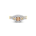 thumbnail image 2 of 14kt Yellow Gold Round Brown Diamond Bridal Wedding Ring Band Set 1 Cttw, 2 of 4