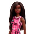 thumbnail image 2 of Barbie Poupée mode Cheveux noirs, robe rose à logos, chaussures, 2 of 6