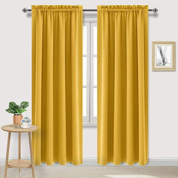 Amay Rod Pocket Curtain Panel Draperies Yellow/Gold 72 Inch Wide by 72 ...