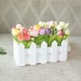 thumbnail image 6 of 1 Set White Wooden Fence Artificial Flower Floral Holder Home Garden Decor, 6 of 7
