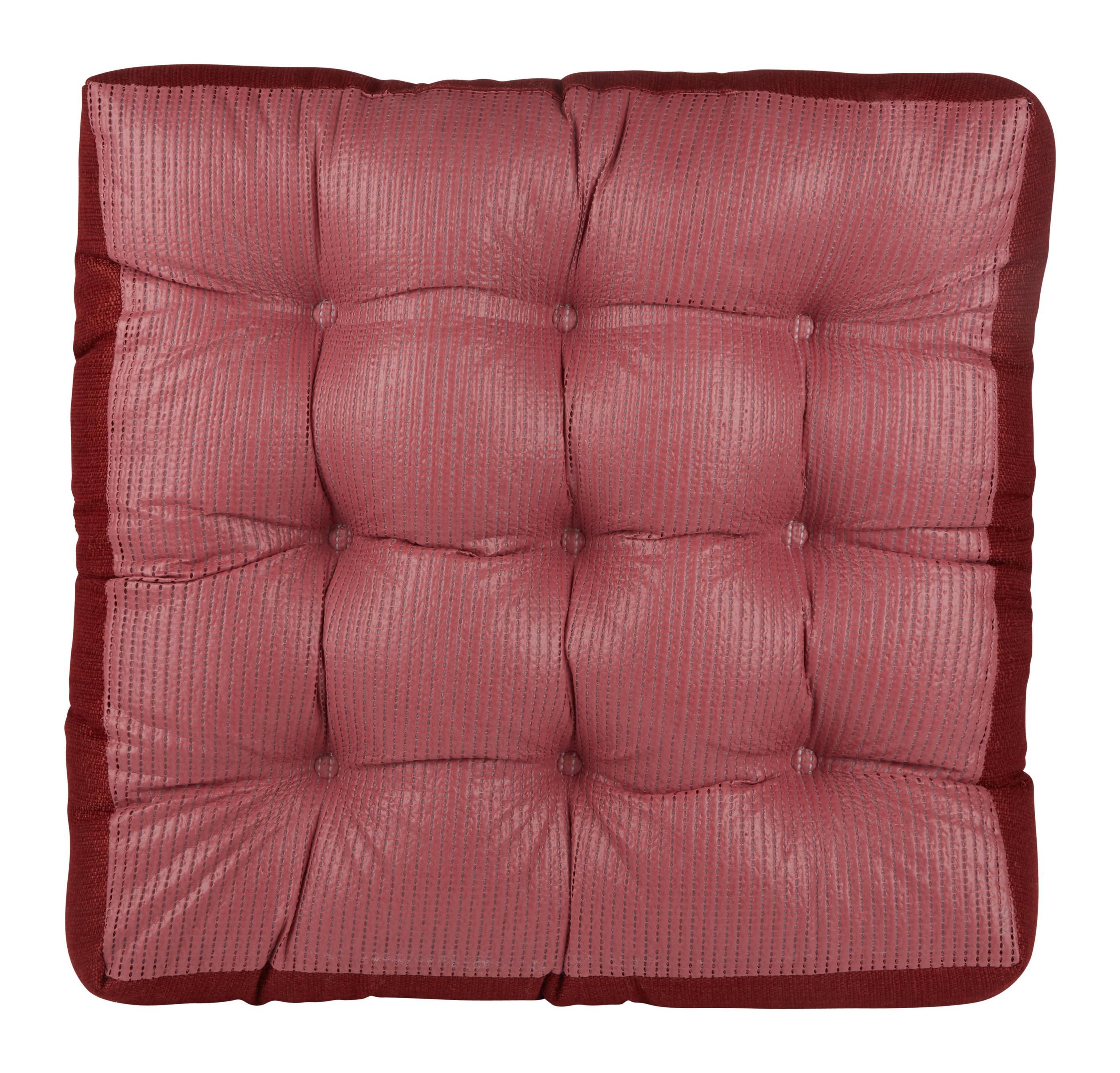 Klear Vu Gripper Non-Slip Floor Cushions for Adults, Extra Thick Square Meditation Pillow, Ideal for Yoga, Seating or Lounging, 21"x21", Flame