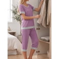 thumbnail image 3 of Cueply Womens Pajamas Sets Short Sleeve Sleepwear Top Capri Pants Casual Lounge Sets with Pockets, 3 of 6