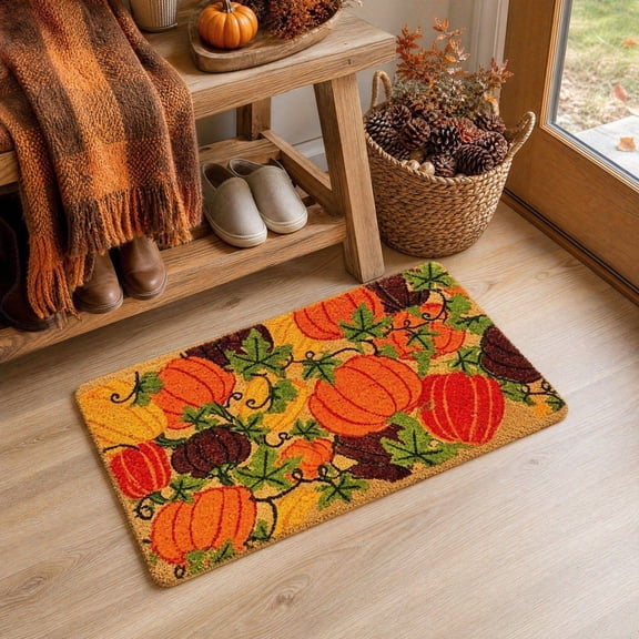Zynviq Pumpkin Area Rugs 15.7" X 23.6" Thanksgiving Throw Rug Polyester Rectangular Multicolor Washable Small Rug for Family Room