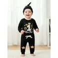 thumbnail image 6 of Miaouyo Baby Boy First New Year Outfit Letter Firework Long Sleeve Romper Pants and Knotted Hat 3 Piece Set, 6 of 9