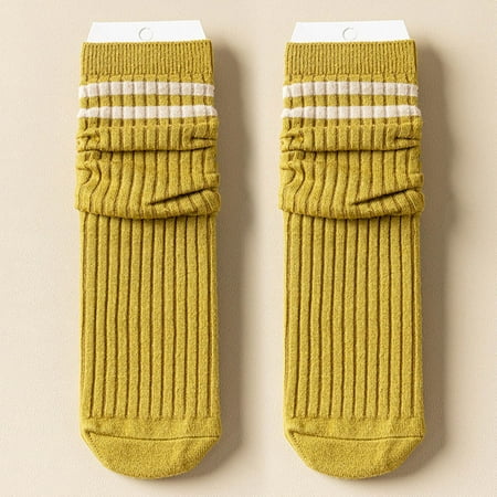 

ZMHEGW Socks For Women Knitted Cotton Striped Mid Tube Autumn And Qinter All Long Tube Pure Cotton Pile