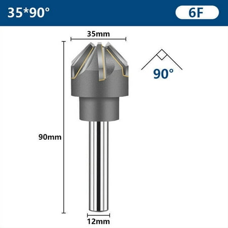 

Chamfer Cutter with Brazing Carbide Blade 16-40mm 60/90° 12/16mm Shank 4/6 Flute