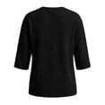 thumbnail image 3 of Sheghy 3/4 Length Sleeve Womens Tops Solid Round Neck Everyday Fashionable Tee Top Black S, 3 of 4