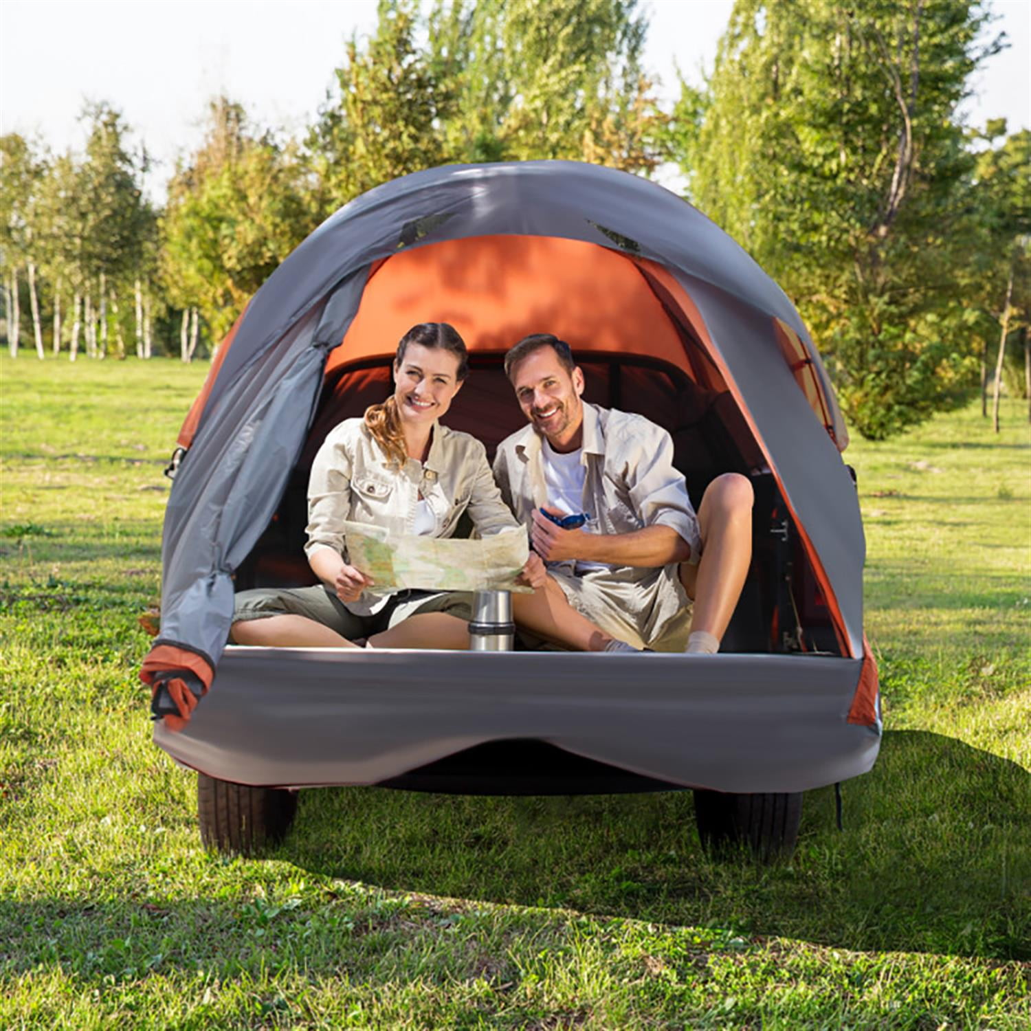 Spaco 2 Person Camping Tent with Carry Bag, Lightweight Outdoor Pickup Tent for Backpacking, Hiking, Orange M