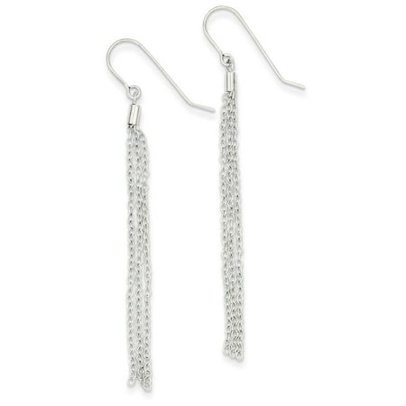 14K White Gold Diamond-Cut Necklace Chain Wire Earrings (69mm x 3mm)