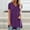 Purple, variant on Women's Summer Solid V Neck Loose Short Sleeve Tops T-shirt Blouse