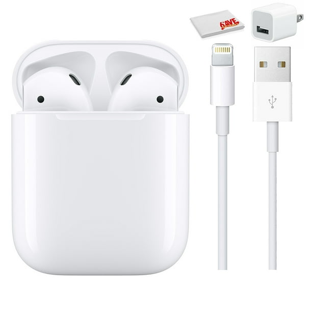 Apple AirPods avec étui de chargement (2e génération) (MV7N2AM/A) - Avec  chiffon de nettoyage et adaptateur secteur USB (renouvelé) 