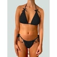 thumbnail image 3 of Aojekbee Women's 2 Piece Bikini Set, Halter Neck Tie Up Bikini Tops + 3D Bow Bikini Shorts Solid Color Bathing Suit Swimwear Outfits, 3 of 8