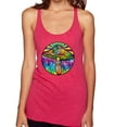 thumbnail image 1 of Wild Bobby Colorful Mushroom Retro Puff Print Fashion Tri-Blend Racerback Tank Top, Shocking Pink, Medium, 1 of 6