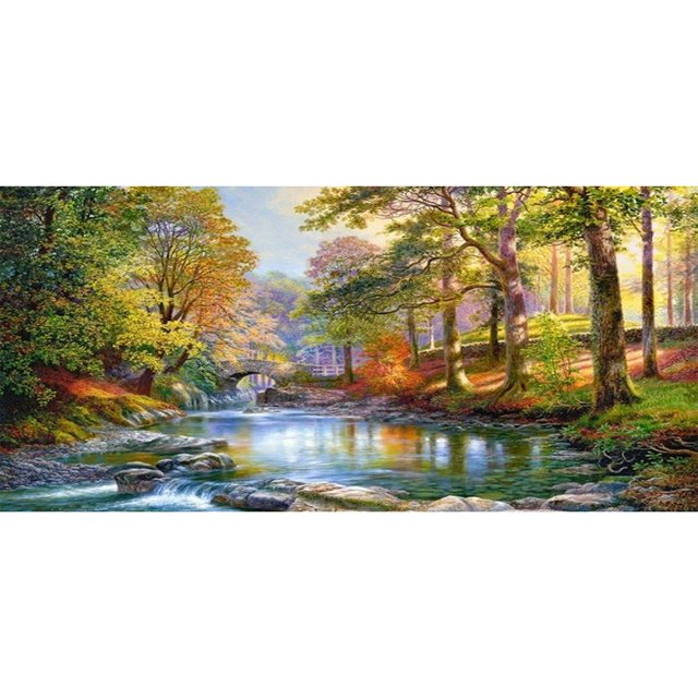 Cuadros Decorativos Río en el bosque pintura al óleo por números DIY pintado a mano sobre lienzo cuadro de pared Sywqhk Nuevos Originales
