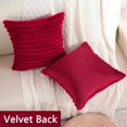 thumbnail image 2 of SURJDE Burgundy Striped Decorative Throw Pillow Covers 26x26 Inch Set of 2,Wine Red Square Fall Decorations Couch Euro Pillow Shams,Soft Cozy Faux Rabbit & Velvet Back,Modern Home Decor for Be, 2 of 6