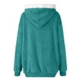 thumbnail image 5 of Sherpa Lined Jacket Women Casual Plus Size Fuzzy Fleece Jackets Zip Up Oversized Long Sleeve Warm Winter Coats With Hood Turquoise S, 5 of 9