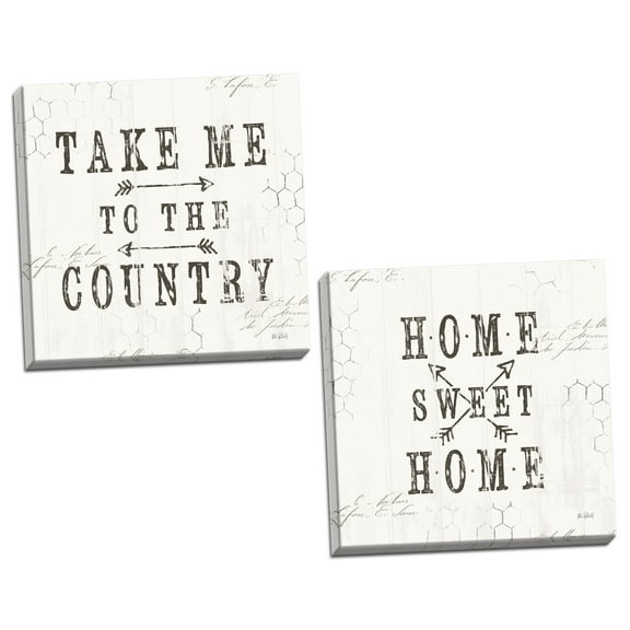 Gango Home Decor Country-Rustic Farmhouse Fresh IV & Farmhouse Fresh V by Katie Pertiet (Ready to Hang); Two 12x12in Hand-Stretched Canvases