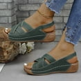 thumbnail image 5 of Miluxas Women's Wedge Sandals Ankle Strap Open Toe Summer Sandal Beach Bohemia Comfortable Platform Outdoor Flats Shoes Green 9.5(43), 5 of 9