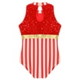 thumbnail image 4 of Haitryli Kids Girls Christmas Bodysuit Xmas Candy Cane Striped Sequins Ballet Dance Leotard Unitard Red 14, 4 of 7