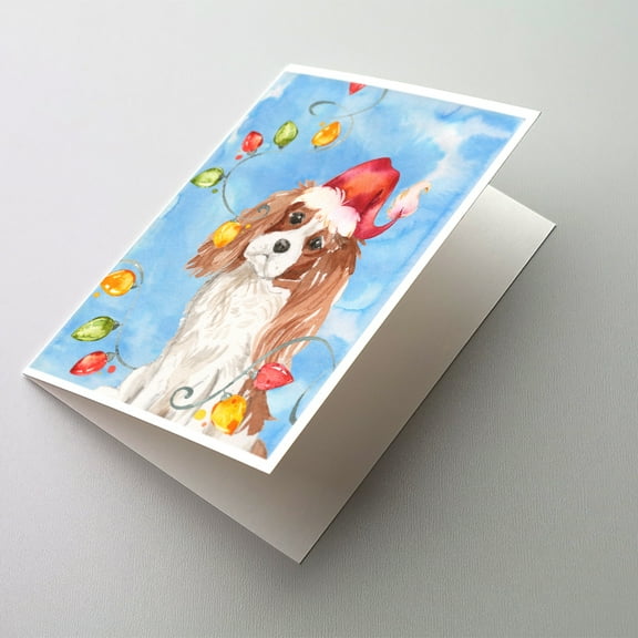 Caroline's Treasures Blenheim Cavalier Spaniel Christmas Greeting Cards with Envelopes, 5" x 7" (8 Count)