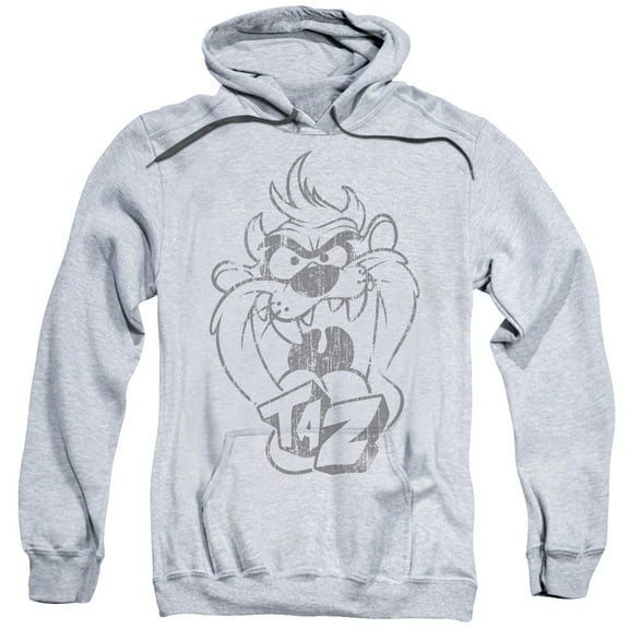 Trevco Sportswear LT178-AFTH-6 Looney Tunes Faded Taz Adult Pullover Hoodie, Athletic Heather - 3X