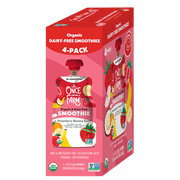 Once Upon a Farm Organic Refrigerated Kids Snack Strawberry Banana Swirl Dairy-Free Smoothie, 4oz Pouch (4 Pack)