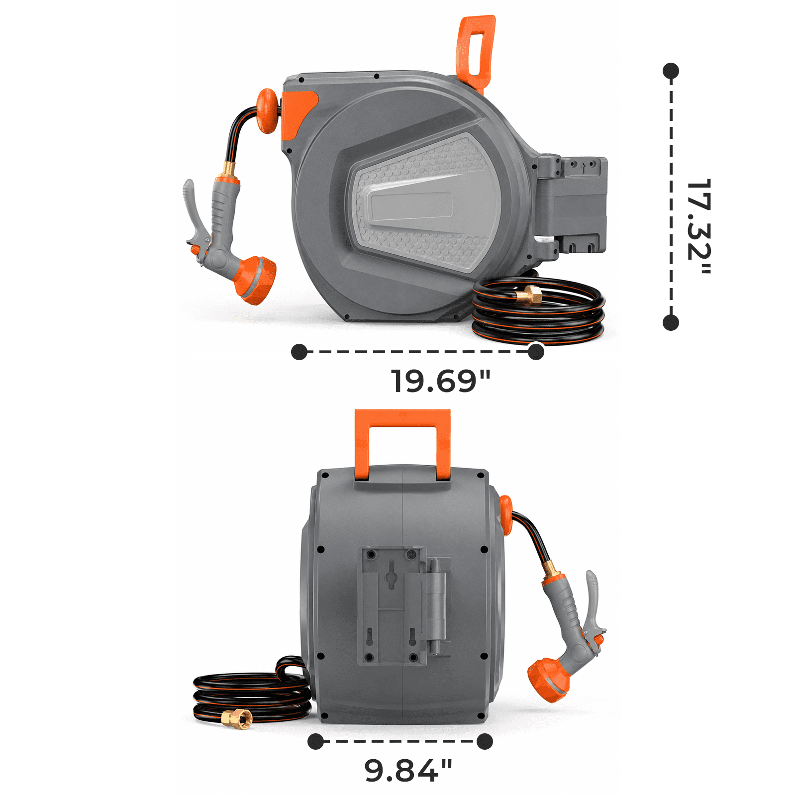 Alvantor Retractable Garden Hose Reel, 1/2" 65-130FT Wall Mount Light Grey, Ceiling/Wall Mount, 180° Swivel Mount