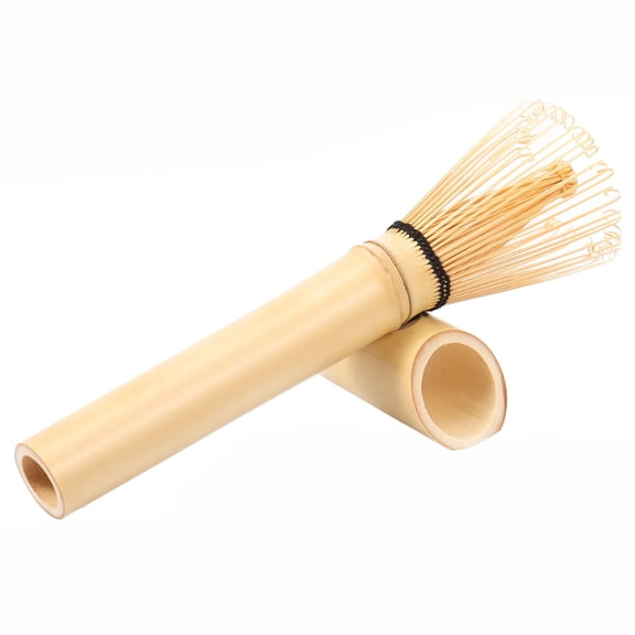 Bamboo Matcha Whisk with Stand, 6 Inch Long Handle Handcrafted Chasen for Deep Mugs, Natural Wood