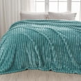 thumbnail image 1 of Biwat Super Soft Queen Blanket Light Teal Premium Silky Flannel Fleece 3D Ribbed Jacquard Lightweight Bed Blanket All Season Use (Light Teal Ribbed, Queen(90"x90")), 1 of 4