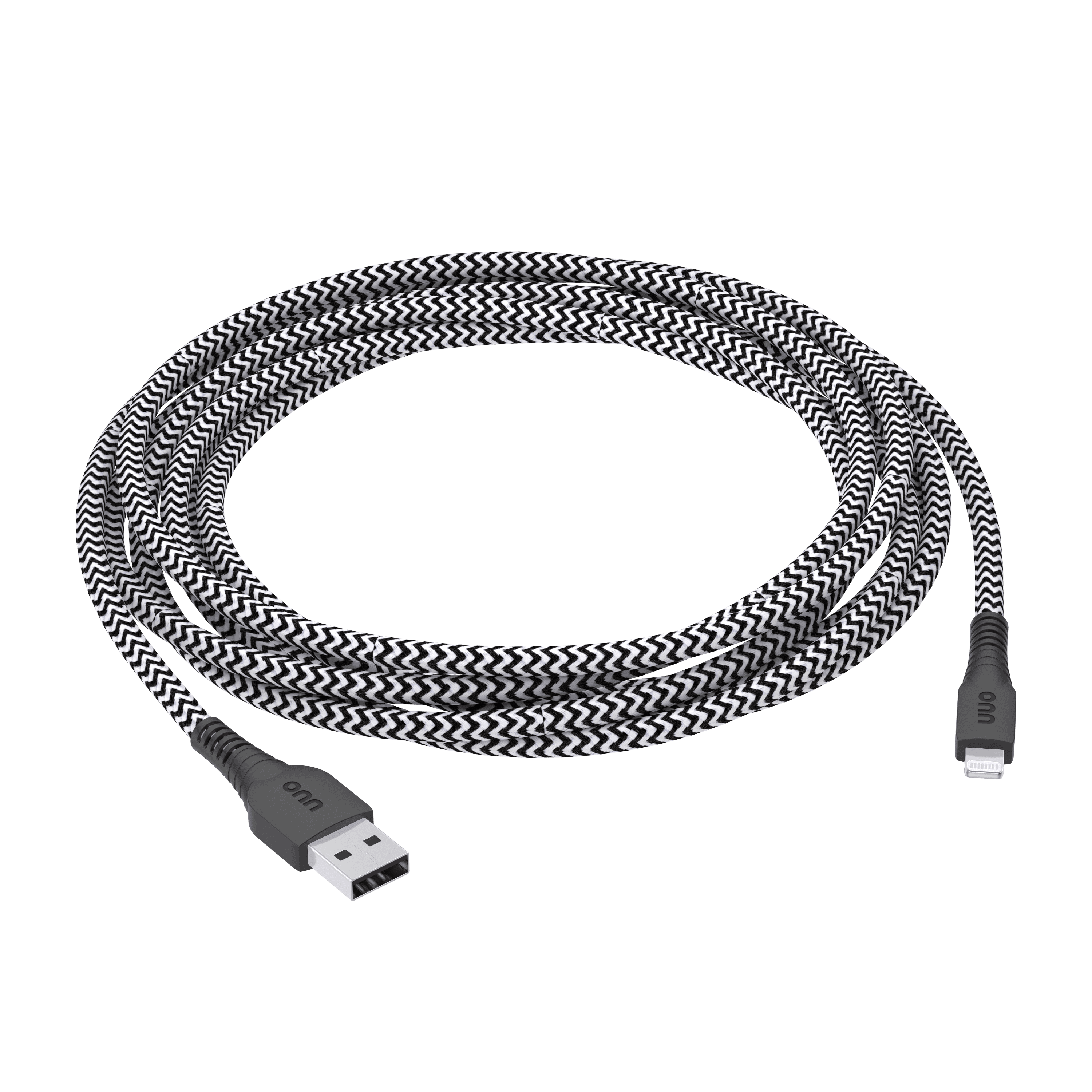 onn 10ft Lightning to USB-A Braided Charging Cable, MFI certified, Black - Compatible with iPhone 14/13/12/11/X/XR/XS/8/7/6/5, iPad, Airpods and more