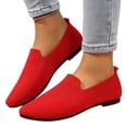 thumbnail image 2 of EKVAHL Women's Knit Slip-On Flats, Pointed-Toe Ballet Shoes, Breathable Lightweight Casual Shoes in Multiple Bright Colors Red, 2 of 6