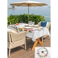 thumbnail image 4 of Outdoor Tablecloth with Umbrella Hole and Zipper, Spring Daisy Rectangle Table Cloth 60x102 Inch Waterproof Tablecloth, Pink Flowers Wreath Leaves Farmhouse White Wood Picnic Table Cover for Patio, 4 of 7