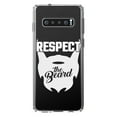 thumbnail image 1 of DistinctInk Clear Shockproof Hybrid Case for Samsung Galaxy S10 (6.1" Screen) - TPU Bumper Acrylic Back Tempered Glass Screen Protector - Respect the Beard, 1 of 2