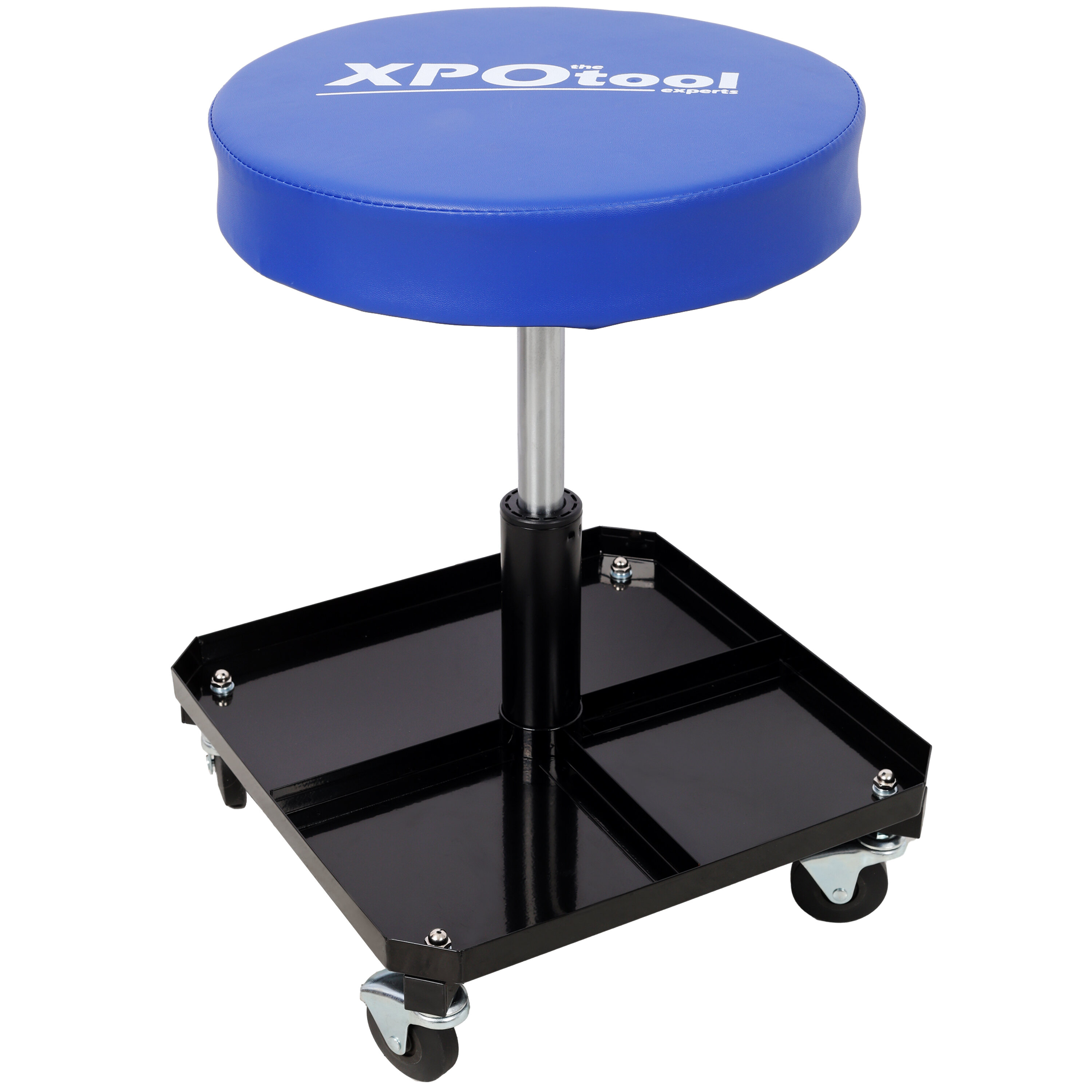 , 250 LBS Rolling Pneumatic Creeper Garage,Adjustable Mechanic Stool with Tool Tray Storage, Black+Blue ,Steel ,