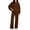 Brown #01, variant on 2 Piece Lounge Sets for Women Casual Sweatsuits Crew Neck Oversized Sweatshirt & Wide Leg Pants Soft Fleece Lining Workout Airport Matching Set Tracksuit Fall Winter Outfits
