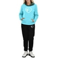 thumbnail image 4 of Sets for Women Clothing Two Piece Long Sleeve Hooded Tops Pants Jogger Hoodie Sweatsuit Casual Graphic Sweatshirt Sweatpant Suit (Sky Blue M), 4 of 6