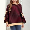 thumbnail image 2 of Mercatoo Girls Striped Sweatshirts Oversized Star Graphic Crew Neck Pullover Sweatshirts Clothes Teen Kids Cute Tops Sweater, 2 of 4