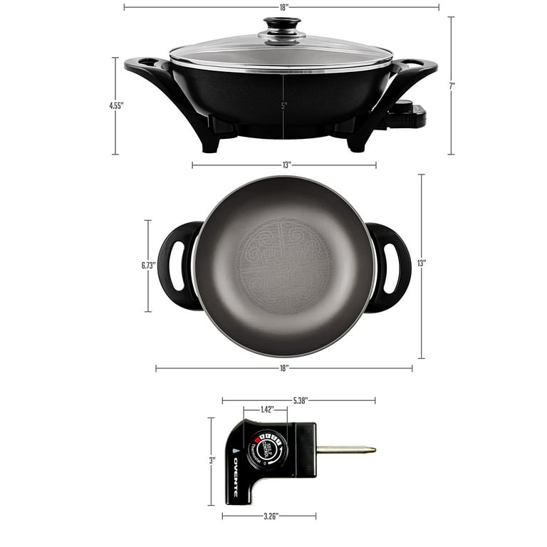 Ceramic Electric Skillet Nonstick - For Fry Sauté Bake Grill and Steam  (5QT.) 