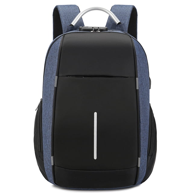 Mochila para computadora portátil, mochila delgada para viajes de negocios, mochila para computadora portátil con puerto de carga USB, mochila para computadora universitaria, azul oscuro