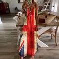 thumbnail image 1 of SMihono Robe Maxi Bohème d'Été pour Femmes Grande Taille Robe Longue Sans Manches Imprimée Jour de l'Indépendance Robe de Plage, 1 of 5