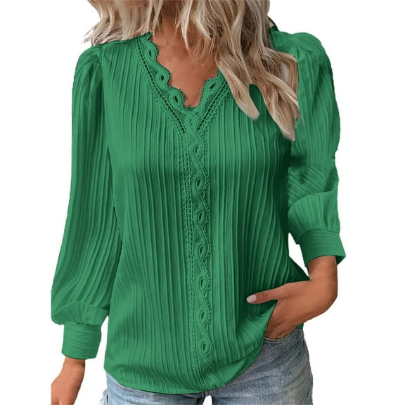 Womens Tops Womens Tops Lace Patchwork V Neck T Shirts Long Sleeves Blouse Loose Casual T Shirts