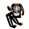 thumbnail image 2 of Bellafa Unisex Kids Skeleton Pajamas Glow in the Dark 100% Cotton Sleepwear Toddler Girls Boys Skull Halloween Pjs Sets 3-8T, 2 of 7